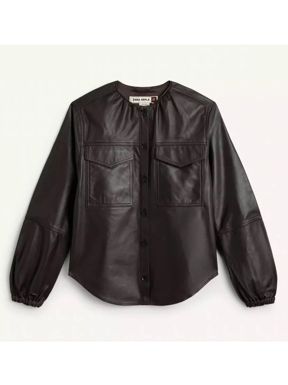 Zara SRPLS NWT leather overshirt top brown 5479/905